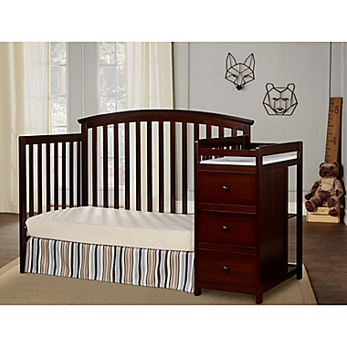 Dream On Me Niko 5-in-1 Convertible Crib with Changer in Espresso. View a larger version of this product image.