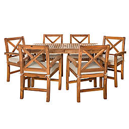 Forest Gate™ 7-Piece Acacia Patio Dining Set in Brown with Cushions