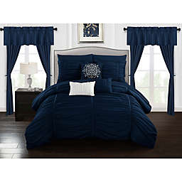 Chic Home Gruyeres 20-Piece Queen Comforter Set in Navy