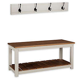 Alaterre Savannah Coat Hook with Bench Set in Ivory/Natural