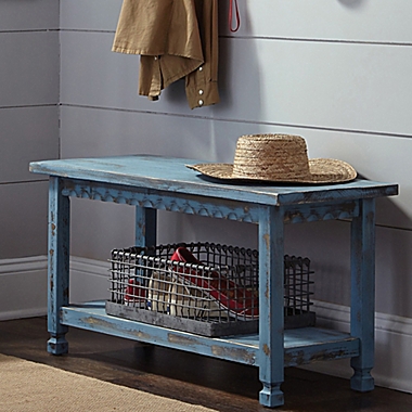 Alaterre Country Cottage Bench in Antique Blue. View a larger version of this product image.