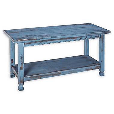 Alaterre Country Cottage Bench in Antique Blue. View a larger version of this product image.