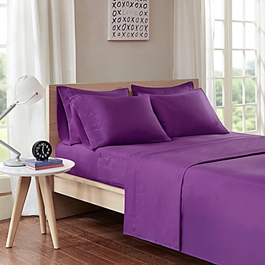 Intelligent Design Microfiber Queen Sheet Set with Pocket in Purple. View a larger version of this product image.