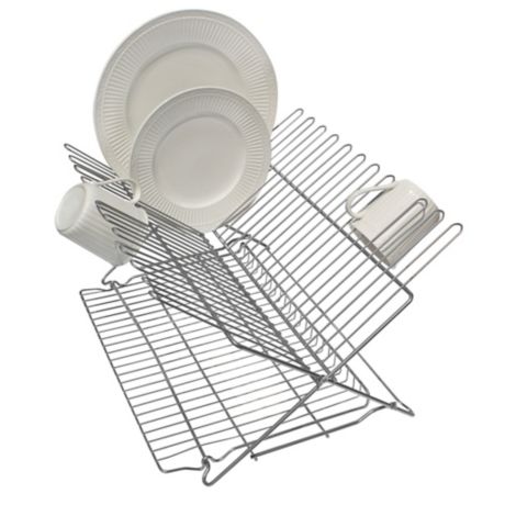 Better Houseware Metallic Folding Dish Rack in Silver | Bed Bath 