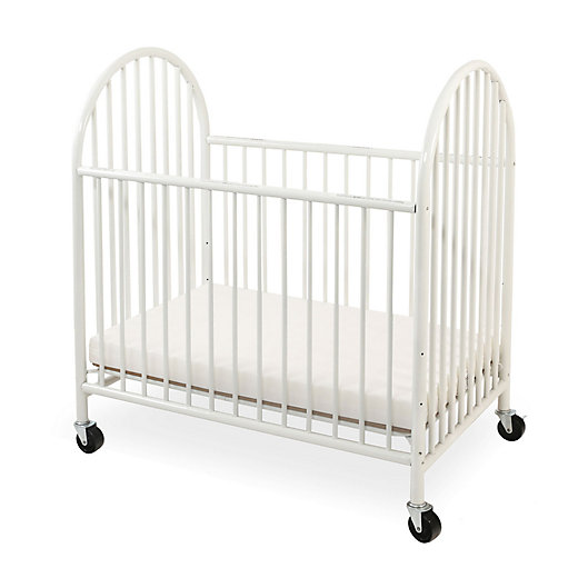 Alternate image 1 for LA Baby® Arched Metal Portable Mini Crib in White