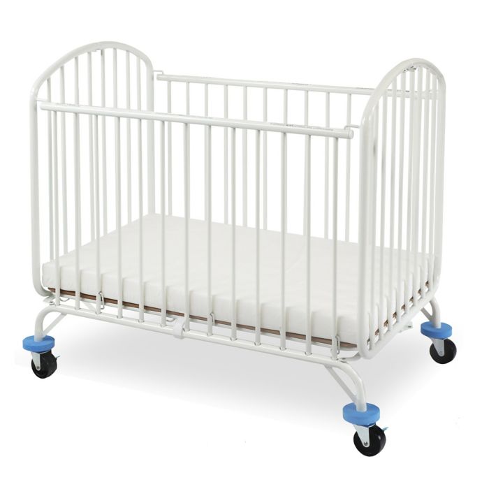 LA Baby® Folding Arched Portable Metal Mini Crib in White buybuy BABY