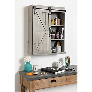 Cates Decorative Wood Wall Storage, Wood Wall Storage Cabinet With Sliding Barn Doors
