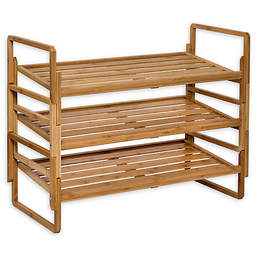 Alternate image 1 for Honey-Can-Do® 3-Piece 3-Tier Stacking Bamboo Shoe Rack
