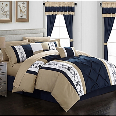 Chic Home Adara 20-Piece King Comforter Set in Navy. View a larger version of this product image.