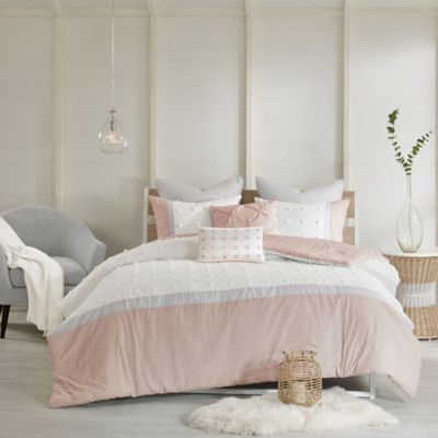 Details about   New Queen Size Serendipity Cotton Percale Comforter Set Orange Pink Madison Park 
