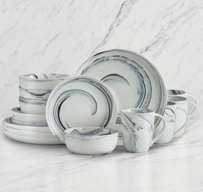 Artisanal Kitchen Supply&reg; Coupe Marbleized Dinnerware Collection in Black/White