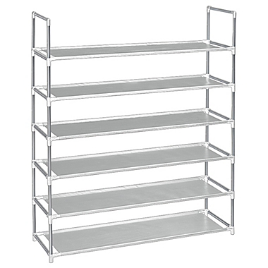 SALT&trade; 6-Tier Fabric Shoe Rack in Grey. View a larger version of this product image.