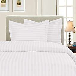 Elegant Comfort™ Dobby Stripe 2-Piece Reversible Twin/Twin XL Duvet Set in White
