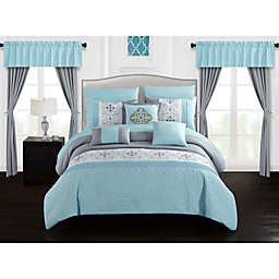 Chic Home Jurgen 20-Piece Queen Comforter Set in Aqua Blue