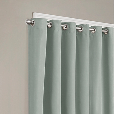 Sebastian 84-Inch Grommet 100% Blackout Window Curtain Panel in Spa Blue (Single). View a larger version of this product image.