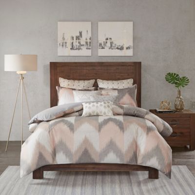 100% Cotton Bedroom Comforters 3 Pieces Bedding Sets Taupe Pieced Chevron INK+IVY Alpine Full/Queen Size Bed Comforter Set Ivory Navy