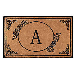 Monogram Letter "A" 24" x 39" Coir Door Mat in Brown