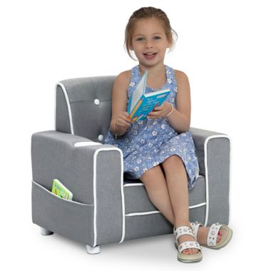 Delta Children&reg; Chelsea Kids Upholstered Chair in Soft Grey. View a larger version of this product image.