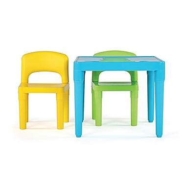 Humble Crew Playtime 3-Piece Plastic Table & Chairs Set in Aqua. View a larger version of this product image.