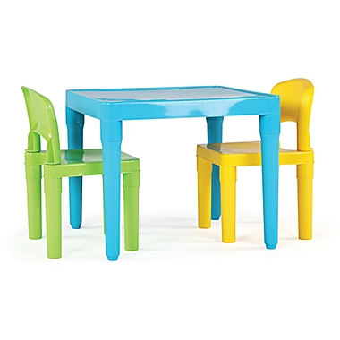 Humble Crew Playtime 3-Piece Plastic Table & Chairs Set in Aqua. View a larger version of this product image.