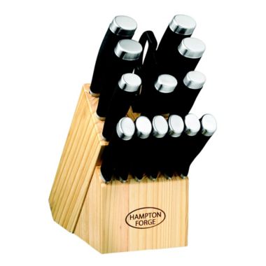 Hampton Forge&reg; Epicure 15-Piece Soft Grip Knife Block Set in Black. View a larger version of this product image.