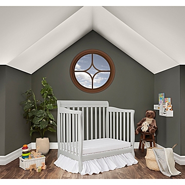 Dream On Me Aden 3-in-1 Convertible Mini Crib in Grey. View a larger version of this product image.
