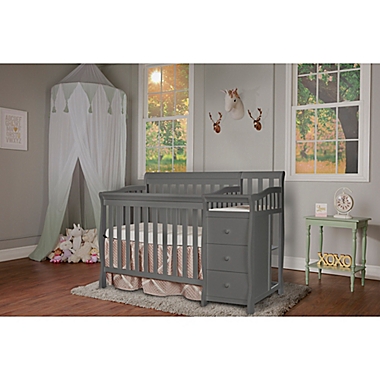 Dream On Me Jayden 4-in-1 Mini Convertible Crib and Changer in Steel Grey. View a larger version of this product image.
