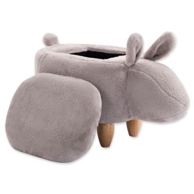 Furnite Style Faux Fur Bunny Storage Ottoman in Grey