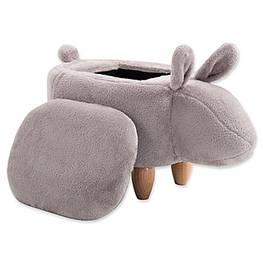 Furnite Style Faux Fur Bunny Storage Ottoman in Grey. View a larger version of this product image.
