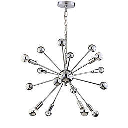 JONATHAN Y 8-Light 22.5" Metal Sputnik LED Chandelier in Chrome
