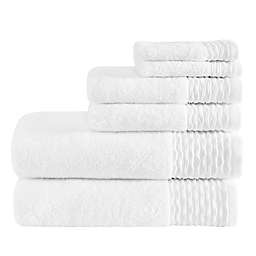 Madison Park Breeze 6-Piece Jacquard Bath Towel Set in White