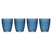 Lumina Hobnail Double Old Fashioned Glasses in Blue (Set of 4)
