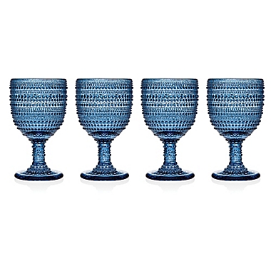 Lumina Hobnail Goblets in Blue (Set of 4). View a larger version of this product image.