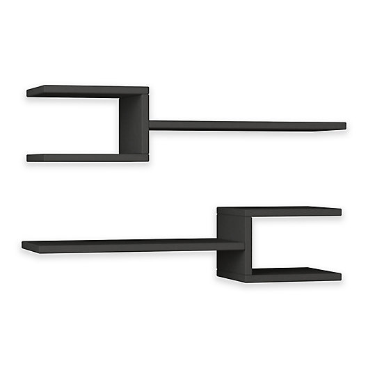 Alternate image 1 for Ada Home Decor Webbs 30-Inch x 7-Inch Modern Wall Shelves in Anthracite (Set of 2)