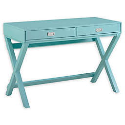 Linon Home Peggy X-Frame Writing Desk in Blue