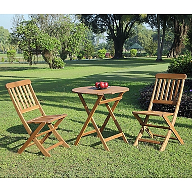 Blaise Catalan 3-Piece Outdoor Bistro Set in Teak. View a larger version of this product image.