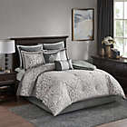 Alternate image 1 for Madison Park Odette Jacquard 8-Piece Reversible King Comforter Set in Silver