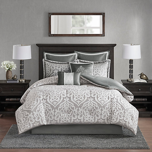 Alternate image 1 for Madison Park Odette Jacquard 8-Piece Reversible Comforter Set