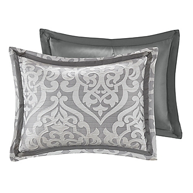 Madison Park Odette Jacquard 8-Piece Reversible King Comforter Set in Silver. View a larger version of this product image.