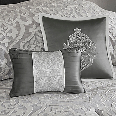 Madison Park Odette Jacquard 8-Piece Reversible King Comforter Set in Silver. View a larger version of this product image.
