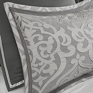 Madison Park&reg; Odette Jacquard 8-Piece Reversible King Comforter Set in Silver. View a larger version of this product image.
