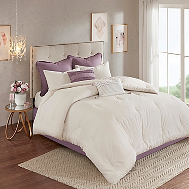 Madison Park Elise 8-Piece Reversible Queen Comforter Set in Purple. View a larger version of this product image.