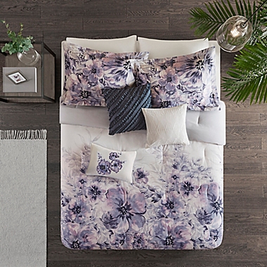 Madison Park Enza 7-Piece Queen Comforter Set in Purple. View a larger version of this product image.