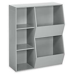 RiverRidge® Home 3-Cubby, 2-Veggie Bin Cabinet for Kids in Grey
