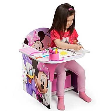 Disney&reg; Minnie Mouse Upholstered Chair with Desk and Storage Bin. View a larger version of this product image.