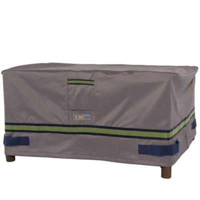 Soteria Polyester Water-Resistant 26-Inch Square Ottoman/Side Table Cover in Grey