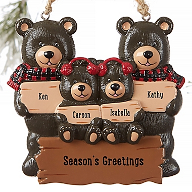 Holiday Bear Family Personalized Ornament- 4 Names. View a larger version of this product image.