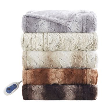 Beautyrest&reg; Zuri Heated Oversized Faux Fur Throw Blanket. View a larger version of this product image.