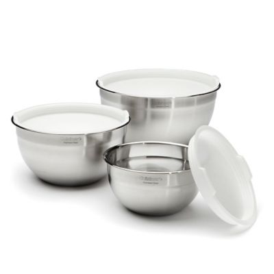 1.5L/3L/5L Non Slip Silicone Bottom & Measuring Guide Marking Nesting Metal Bowl Set for Baking Cooking Preparing Salad Bowl 3 Piece Stainless Steel Mixing Bowl with Pouring Spout