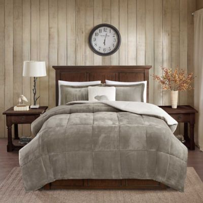 Woolrich&reg; Alton Plush to Sherpa 3-Piece Twin Comforter Set in Taupe/Ivory